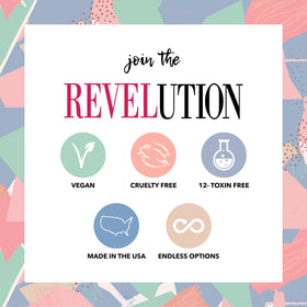 Revel Nail kit on vanity portraying salon results at home