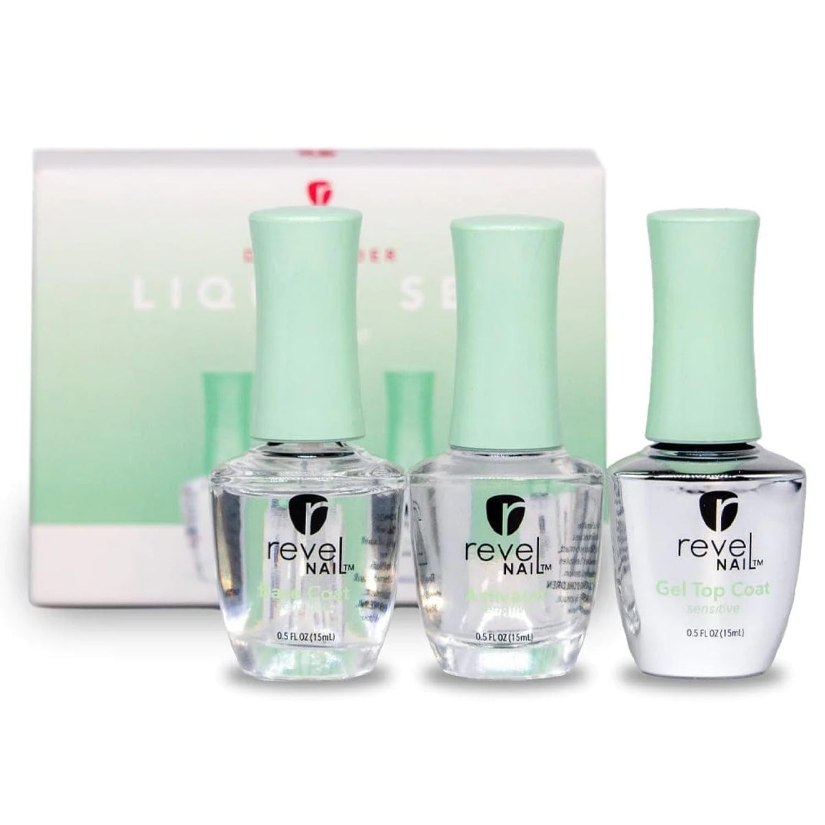 Revel Nail front packaging showing low-odor sensitive dip liquids benefit