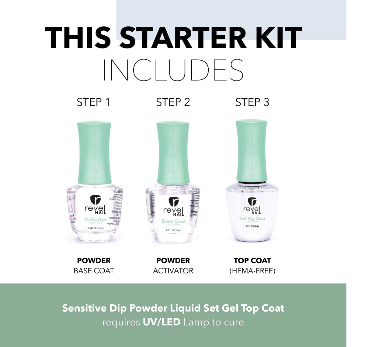 Revel Nail bottle next to ruler showing compact travel-friendly size