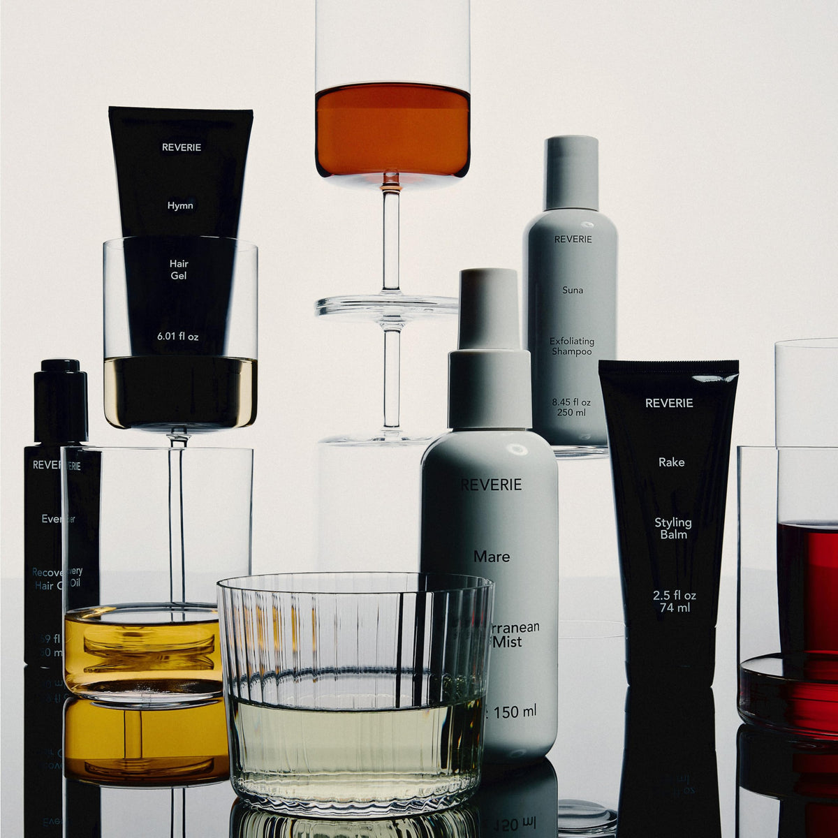 REVERIE mist poured into palm showing lightweight, non-greasy feel