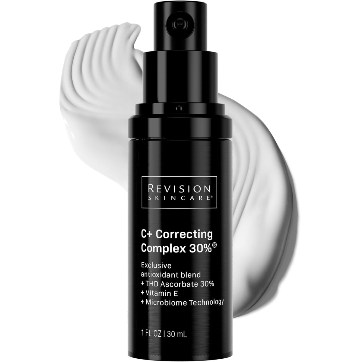 Revision Skincare front bottle showing product design and brand for shelf appeal