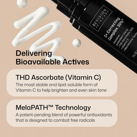 Revision C+ next to sunscreen to show recommended AM layering for antioxidant protection