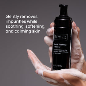 Revision Skincare pump and label close-up highlighting clear usage information