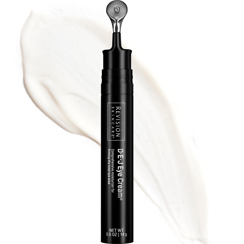 Revision Skincare D·E·J Eye Cream front applicator showing compact tube and precise dosing benefit