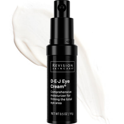Revision Skincare D·E·J Eye Cream front packaging showing product and benefit