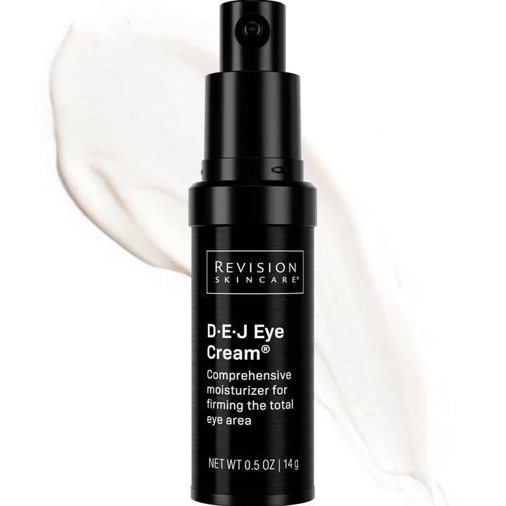 Revision Skincare D·E·J Eye Cream front packaging showing product and benefit