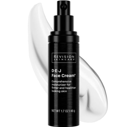 Revision Skincare D·E·J Face Cream front tube showing branding and size benefits hydration