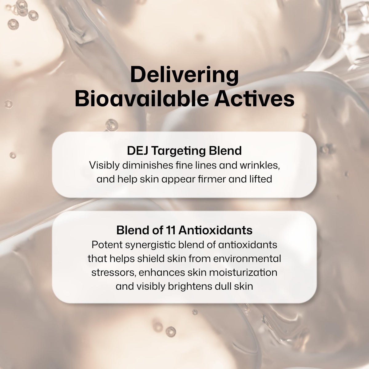 Revision Skincare D·E·J packaging label detail showing ingredient claims and clinical benefits
