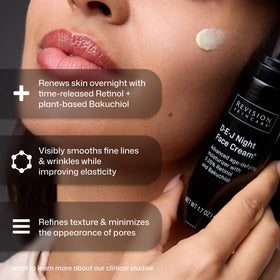 Revision Skincare D·E·J Night Face Cream ingredient highlight retinol and bakuchiol to support renewal benefit