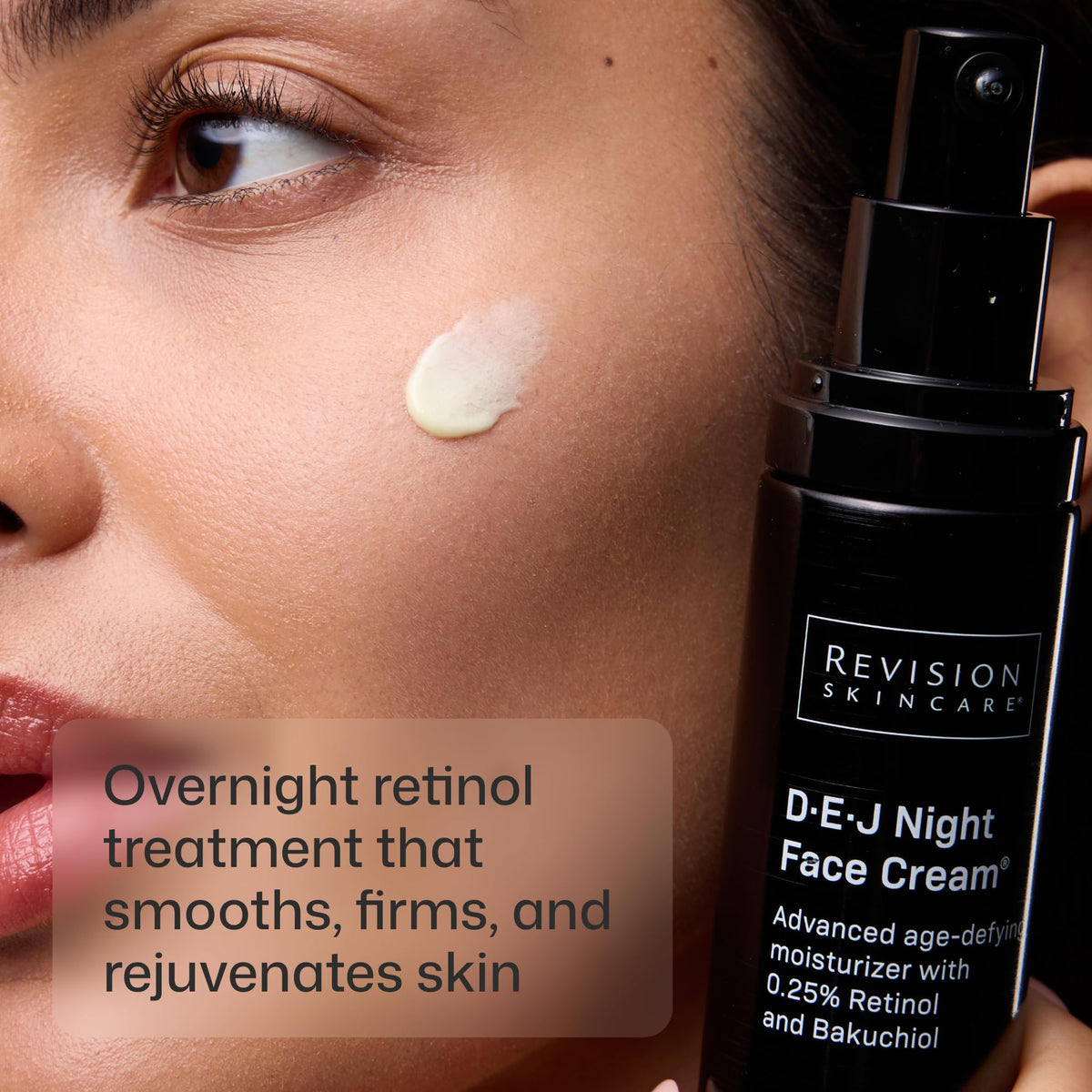 Revision Skincare jar open to reveal cream texture, highlights smooth hydration