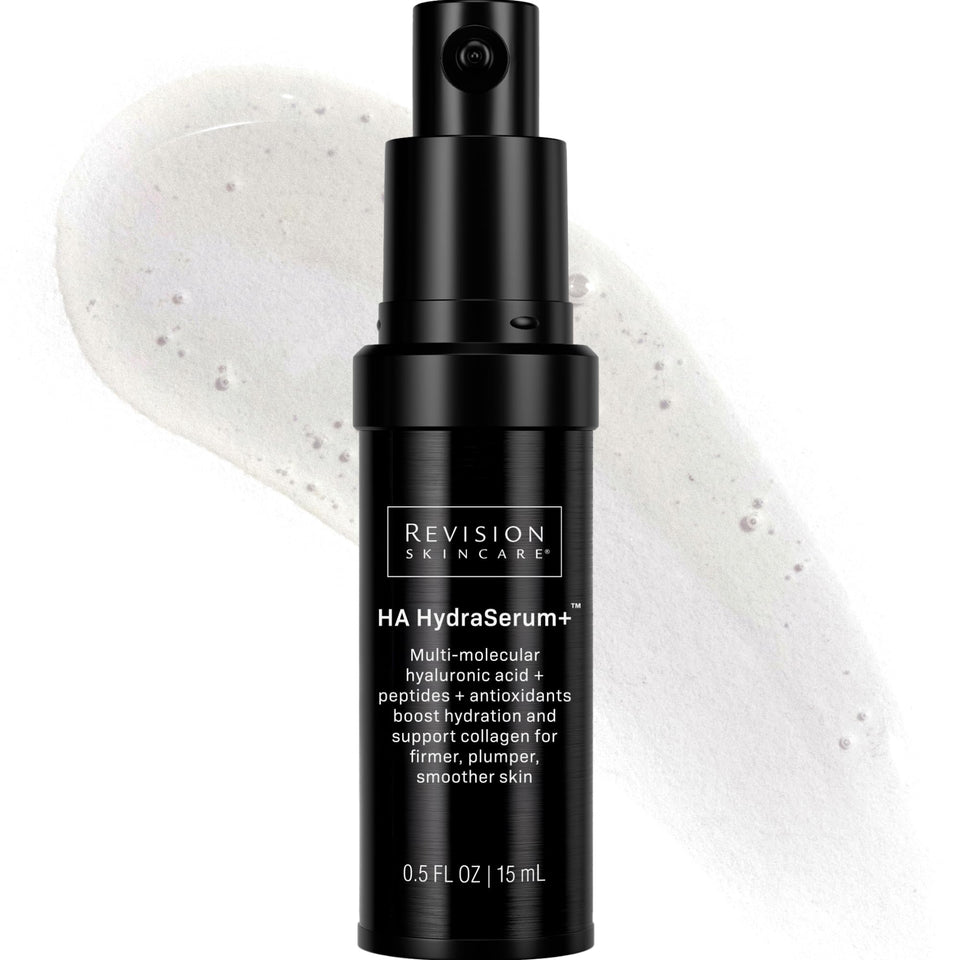 Revision Skincare front bottle image showing compact hydrating serum benefit