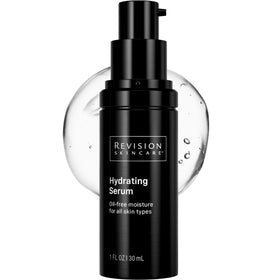 Revision Skincare front packaging showing the hydrating serum bottle and clarity benefit