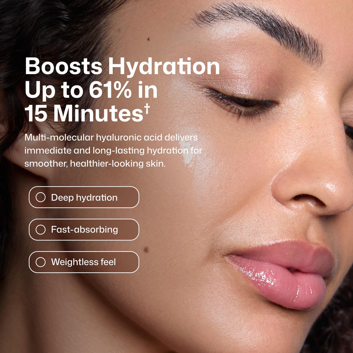 Revision Skincare ingredients label close-up showing hyaluronic acid blend benefit