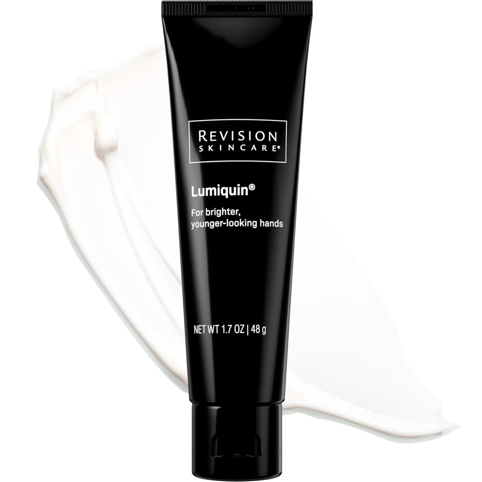 Revision Skincare Lumiquin front packaging showing tube and label for clear identification and trust