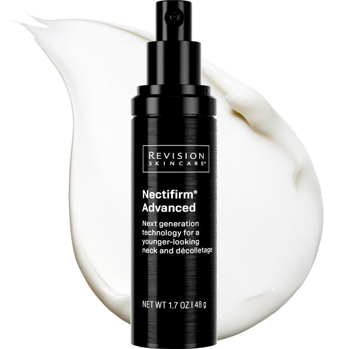 Revision Skincare Nectifirm Advanced front jar showing premium packaging and clinical results