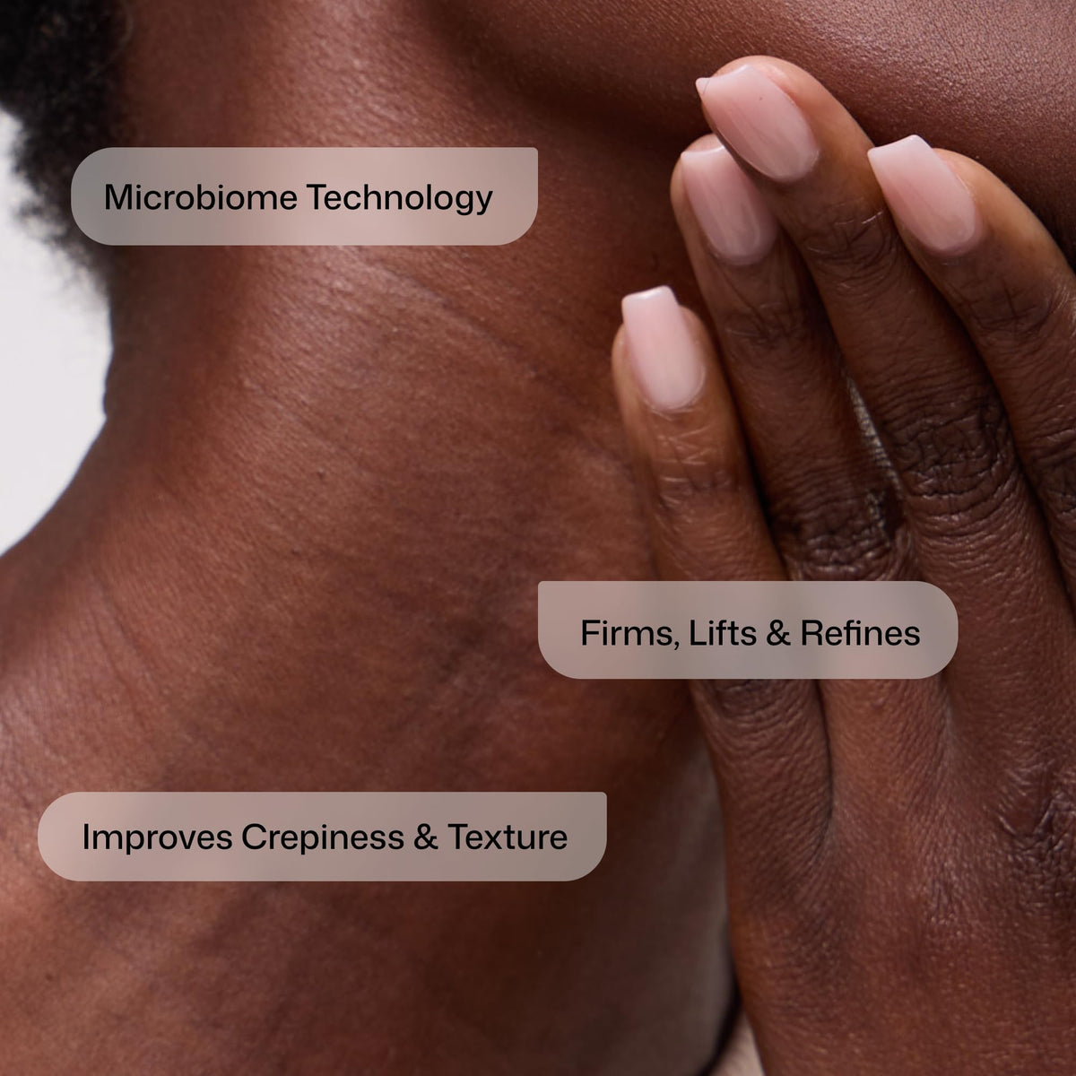 Revision Skincare cream being applied to neck demonstrating lifting benefit