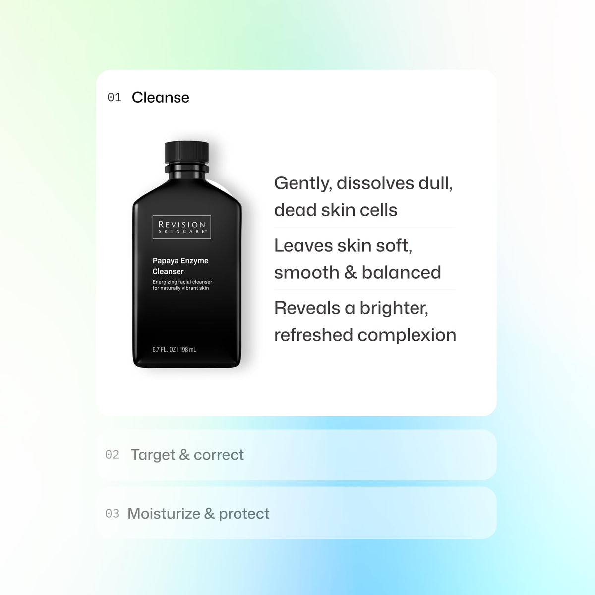 Revision Skincare ingredients list detail highlighting papaya enzyme benefit