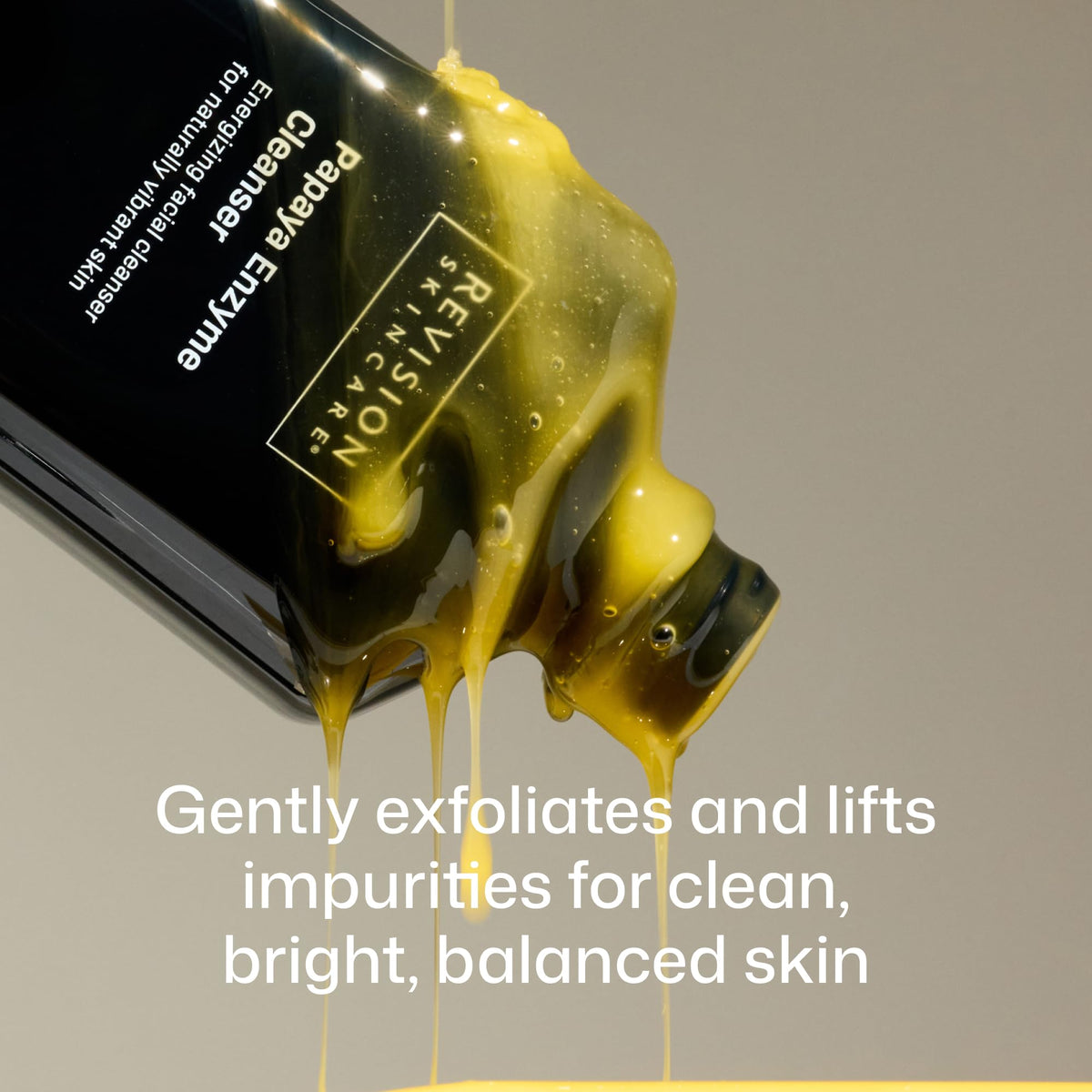Revision Skincare bottle label and pump close-up highlighting product identity