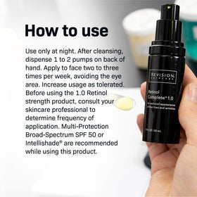 Revision Skincare serum texture drop on fingertip showing lightweight hydration and smoothness