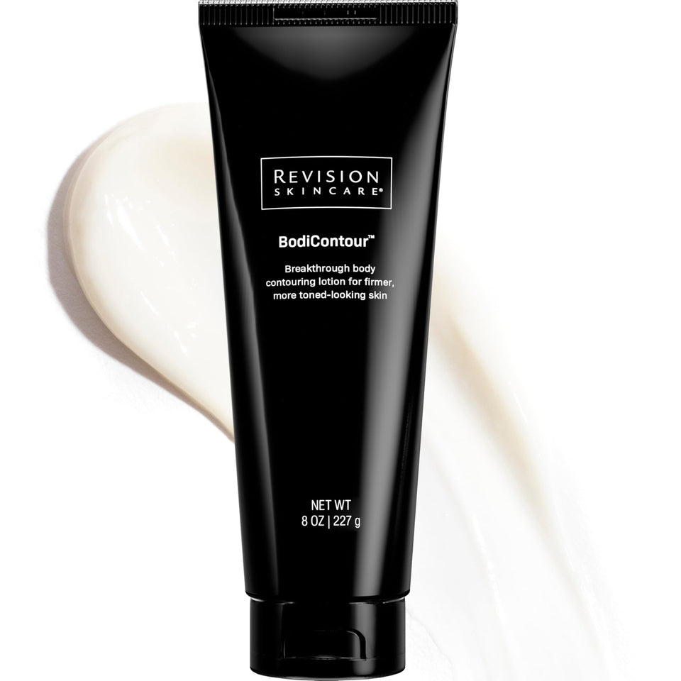 Revision Skincare BodiContour front packaging showing bottle and label, conveys premium care