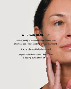 Revision Skincare mask held in hand for size comparison showing single‑use portability benefit