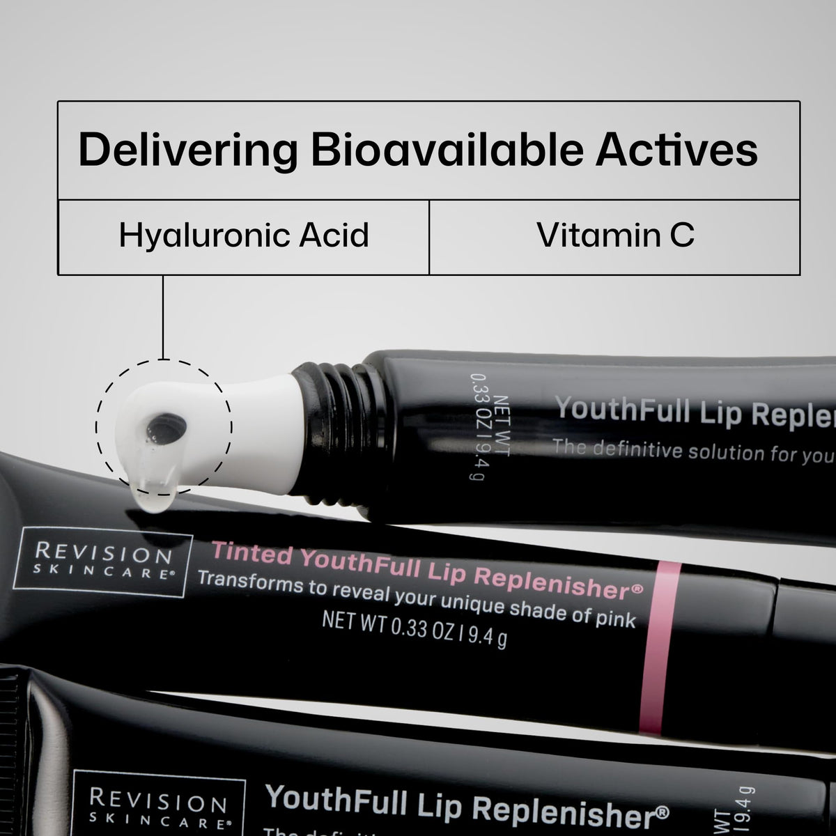 Revision Skincare product tube label showing ingredients and clinical look