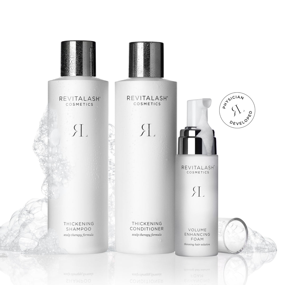 RevitaLash bottle next to ruler for size comparison, proving generous 8.5 fl oz supply