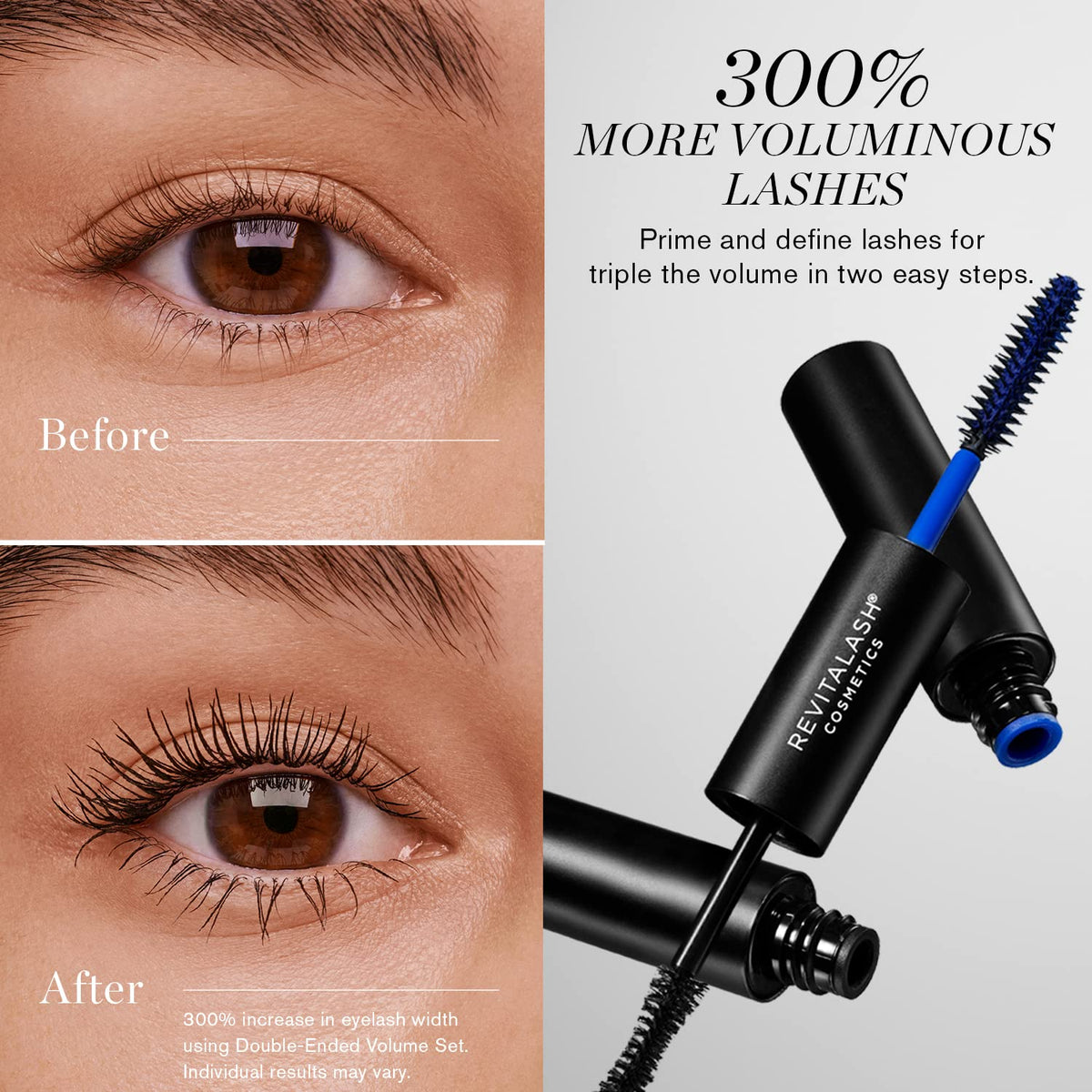RevitaLash packaging open in a vanity setting showing easy use benefit
