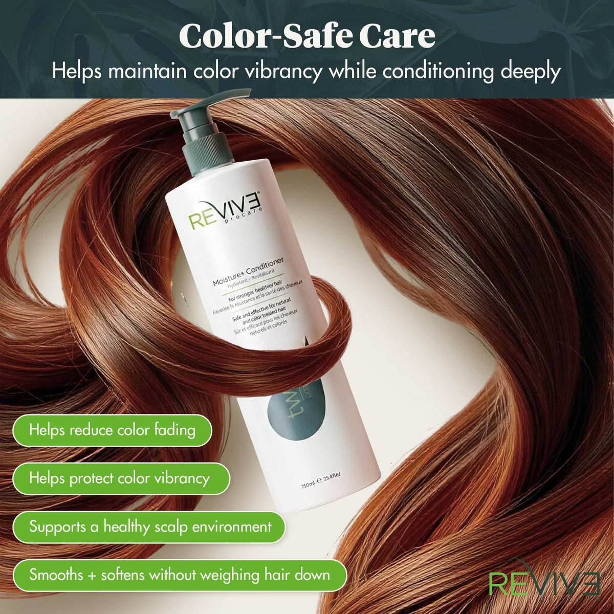 REVIV3 PROCARE olive leaf and chamomile ingredients highlighting scalp benefits