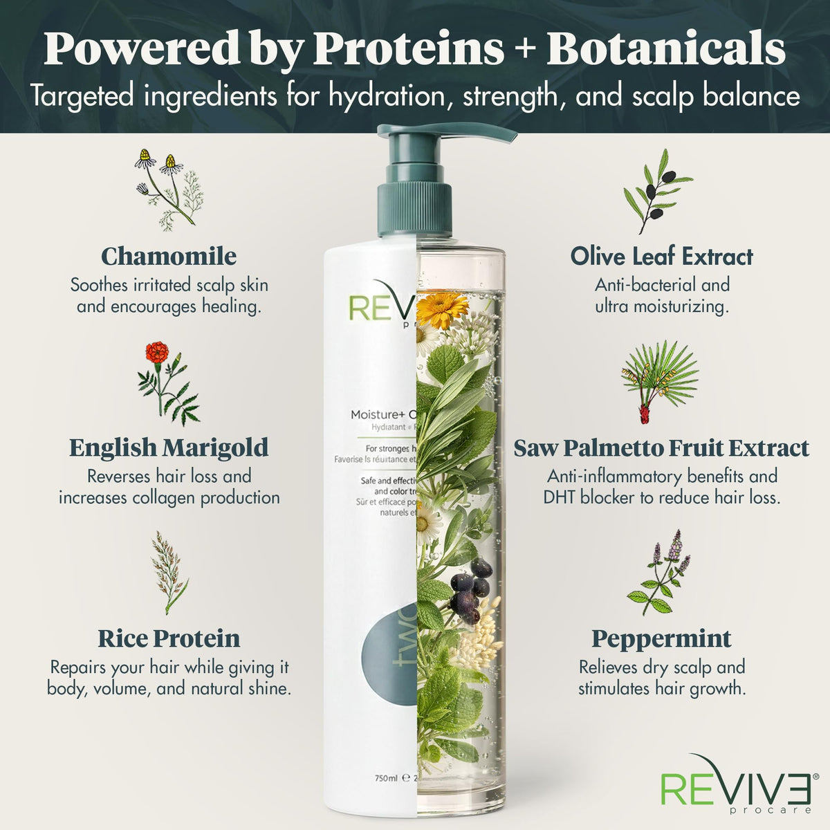 REVIV3 PROCARE creamy conditioner texture pouring from bottle for hydration