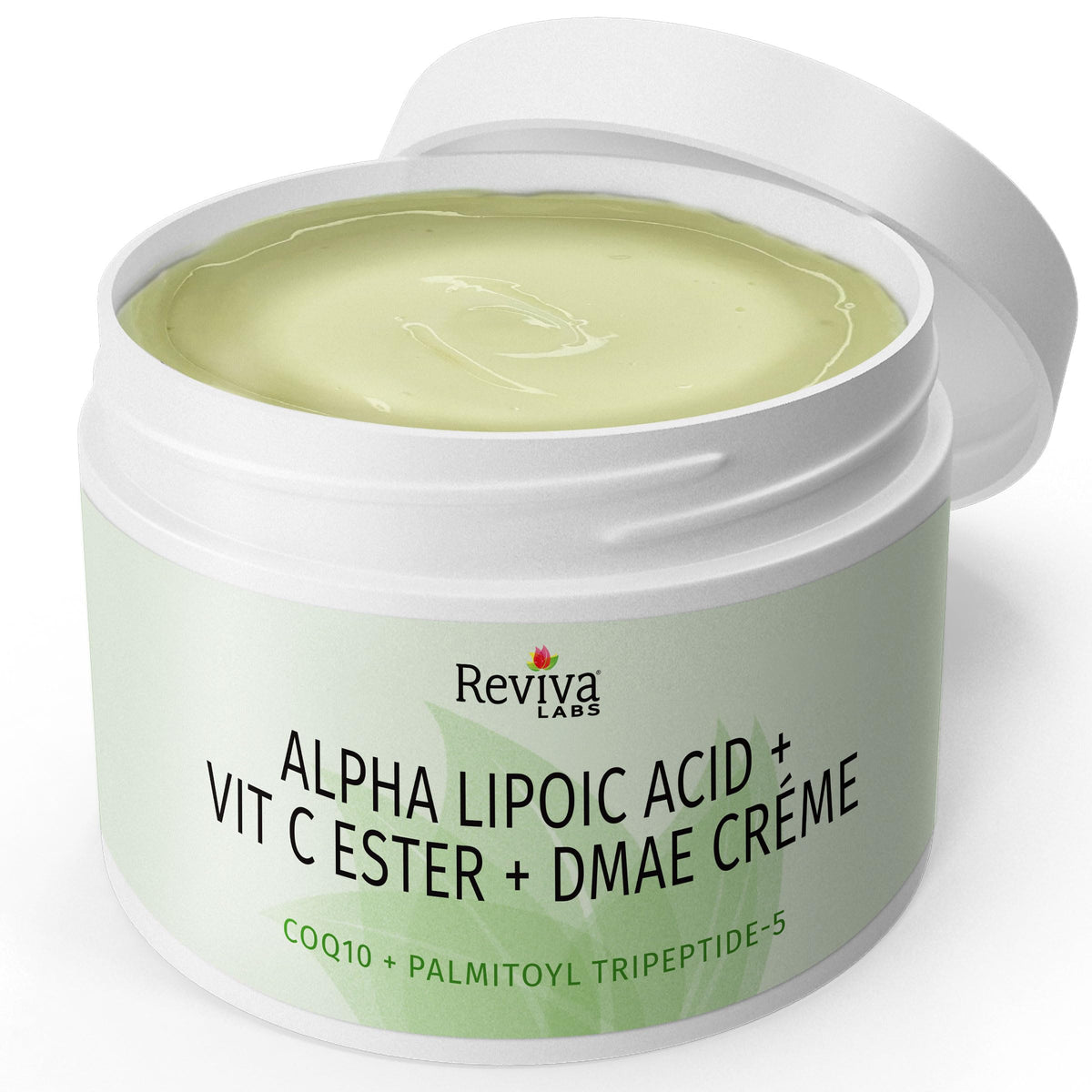 Reviva Labs cream texture in open jar illustrating smooth, lightweight moisture