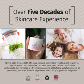 Reviva Labs in bathroom routine setting conveying everyday skincare integration