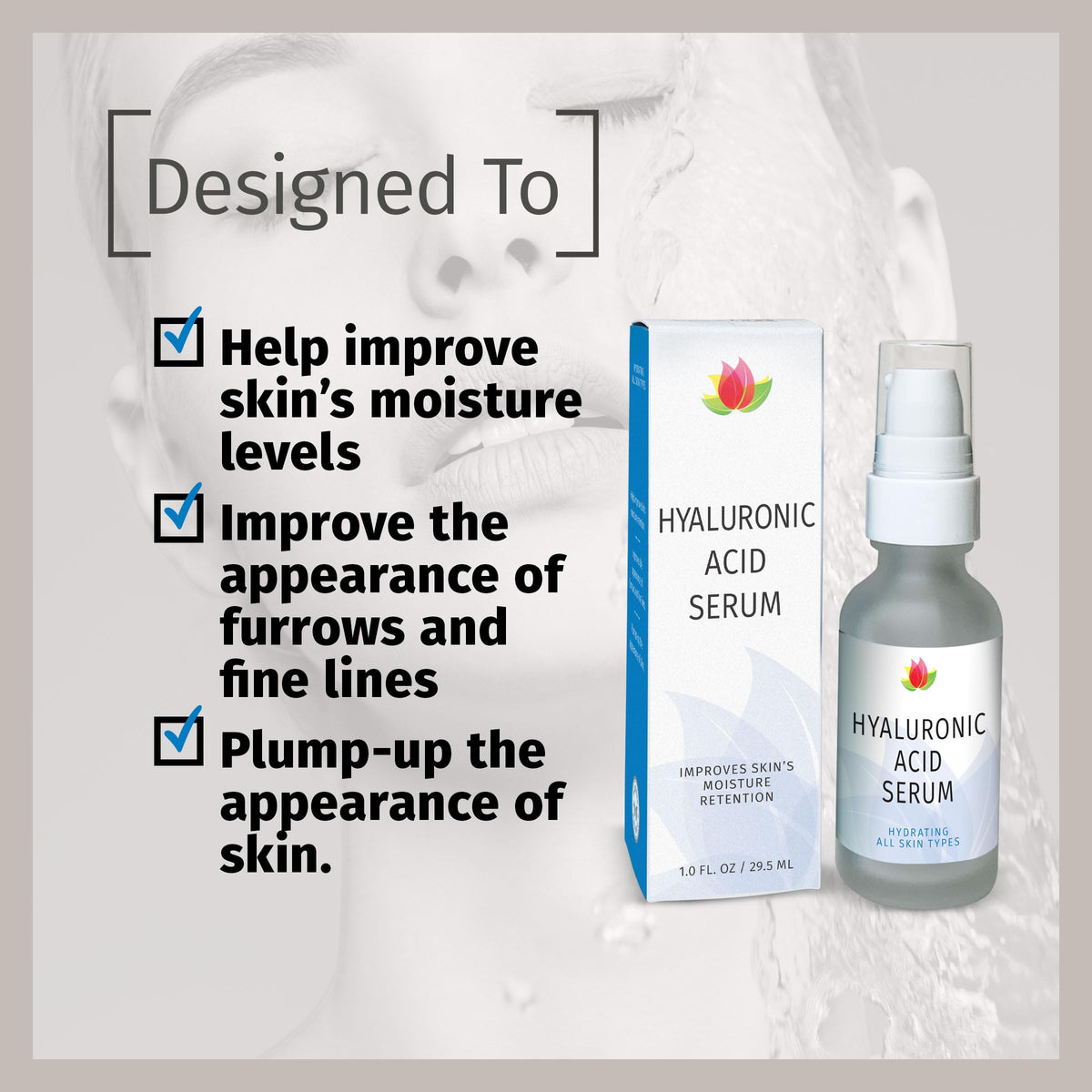 Reviva Labs close-up of silky serum texture highlighting smooth absorbency