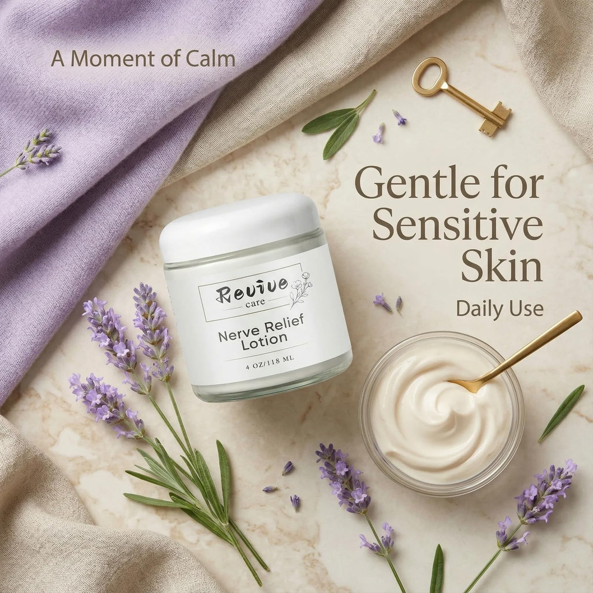 REVIVE CARE used on neck and back displaying targeted soothing for tense areas