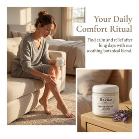 REVIVE CARE pumped lotion on hand demonstrating easy application and quick relief
