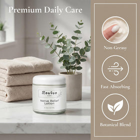 REVIVE CARE lotion texture close-up illustrating fast-absorbing, non-greasy finish
