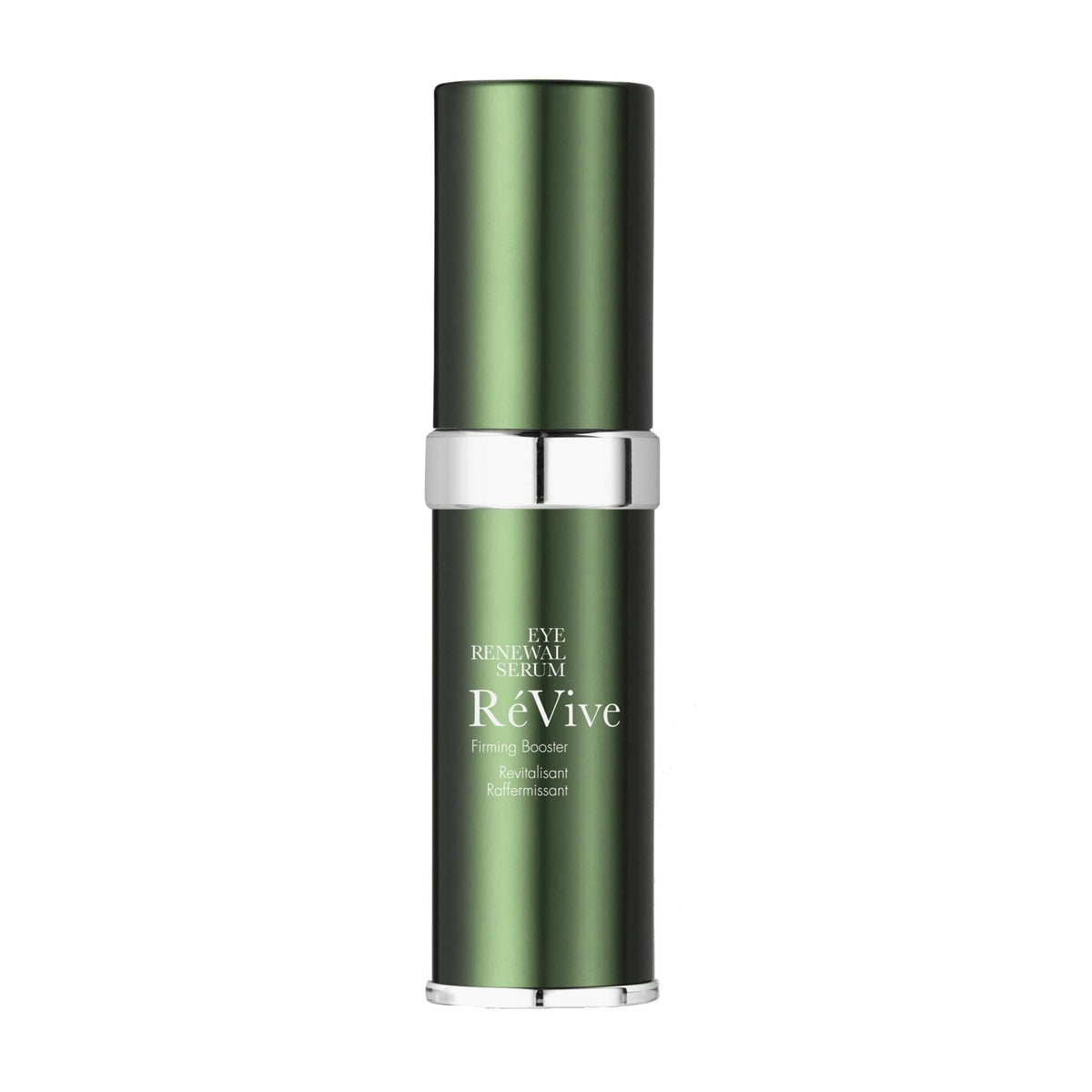 RéVive front packaging of eye renewal serum shows product and cap, conveys premium care