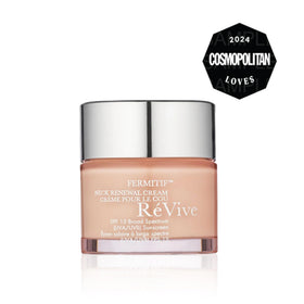 RéVive peptide ingredient bottle beside cream showing firming-support benefit