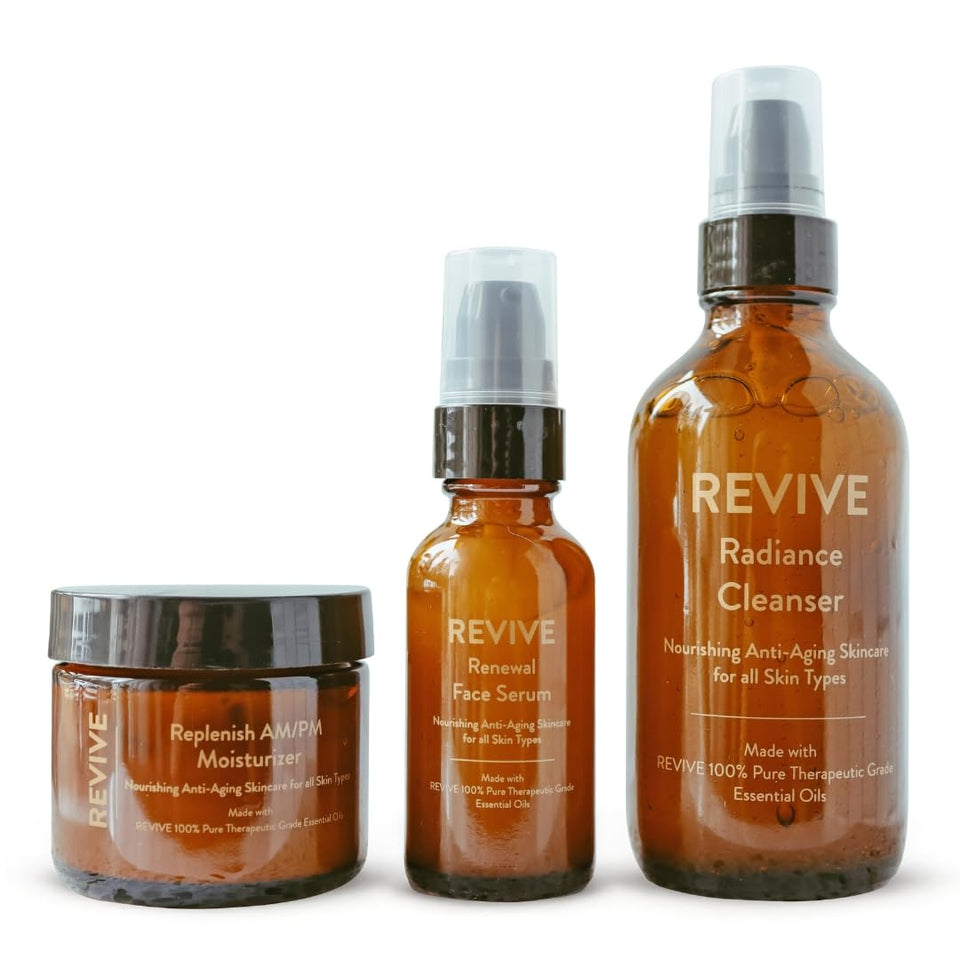 REVIVEEO front packaging showing full 3-step kit and clean design benefit clarity
