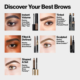 Revlon Brow Fantasy in a makeup bag lifestyle shot showing everyday use and on-the-go benefit