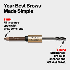 Revlon Brow Fantasy tinted gel wand closeup applies sheer color and light hold for groomed brows