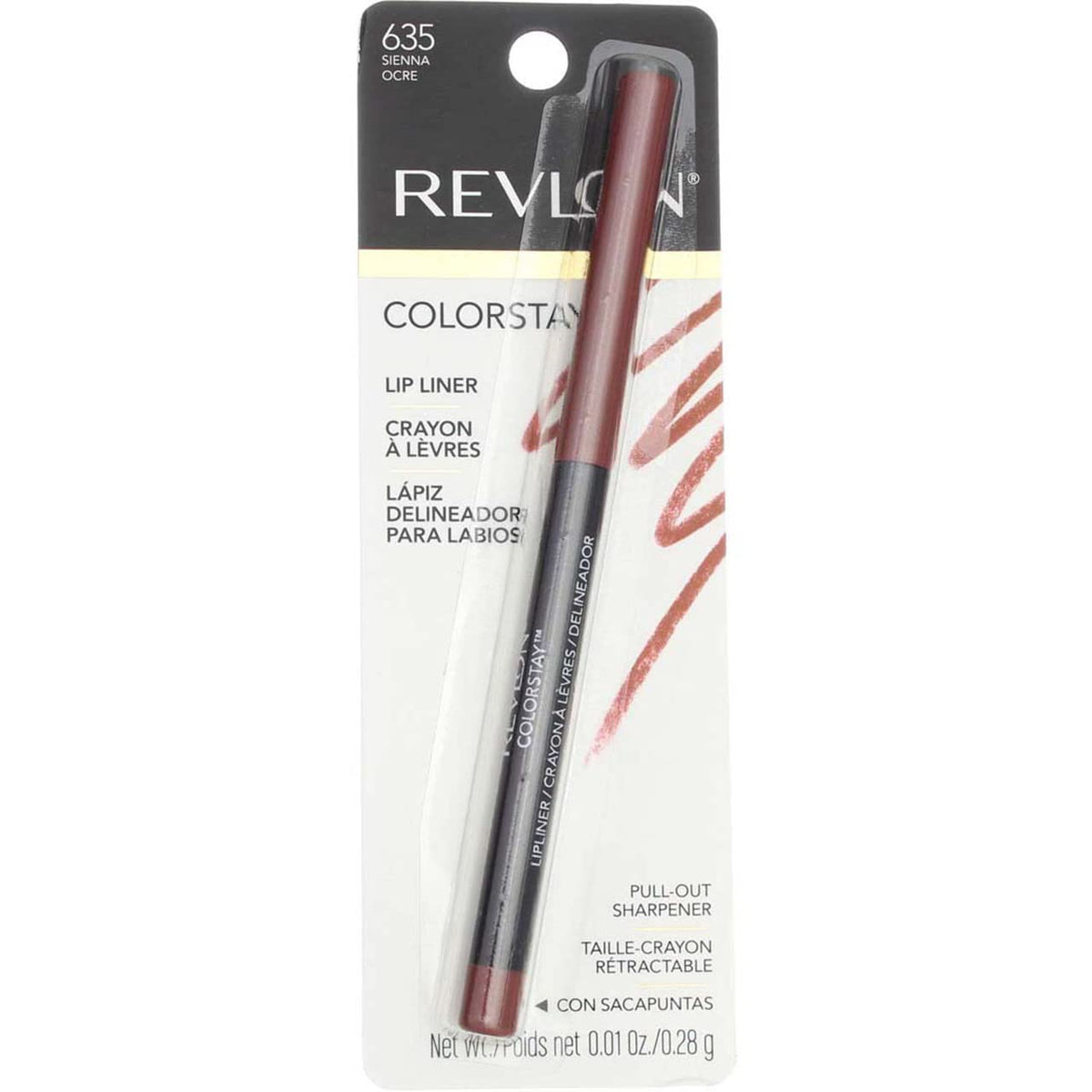Revlon ColorStay lipliner front packaging showing three pencils and shade name for reliable definition