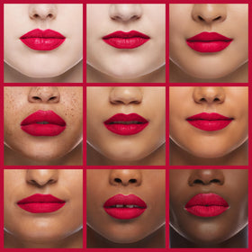REVLON lipstick worn on lips demonstrating longwear color payoff benefit