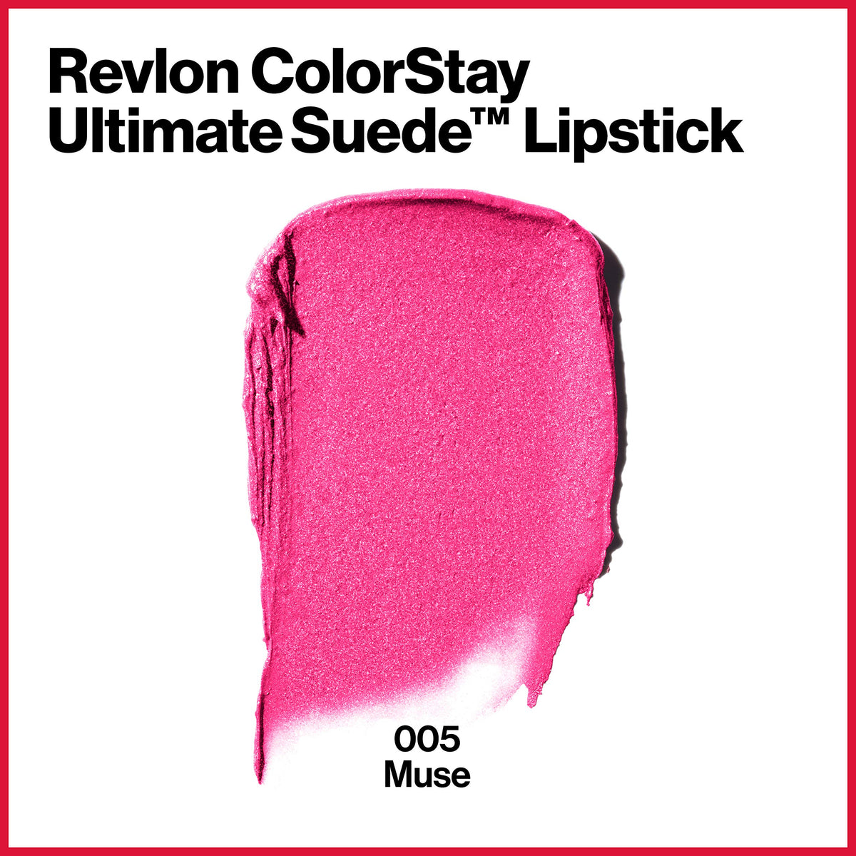 REVLON open bullet of ColorStay Ultimate Suede 005 Muse revealing creamy tip, easy application