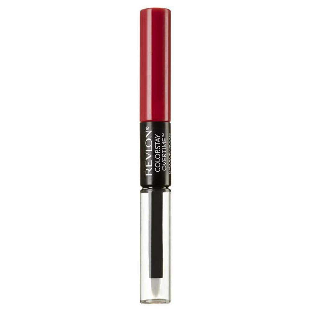 Revlon Forever Scarlett front packaging shows vivid red shade and compact travel-friendly tubes