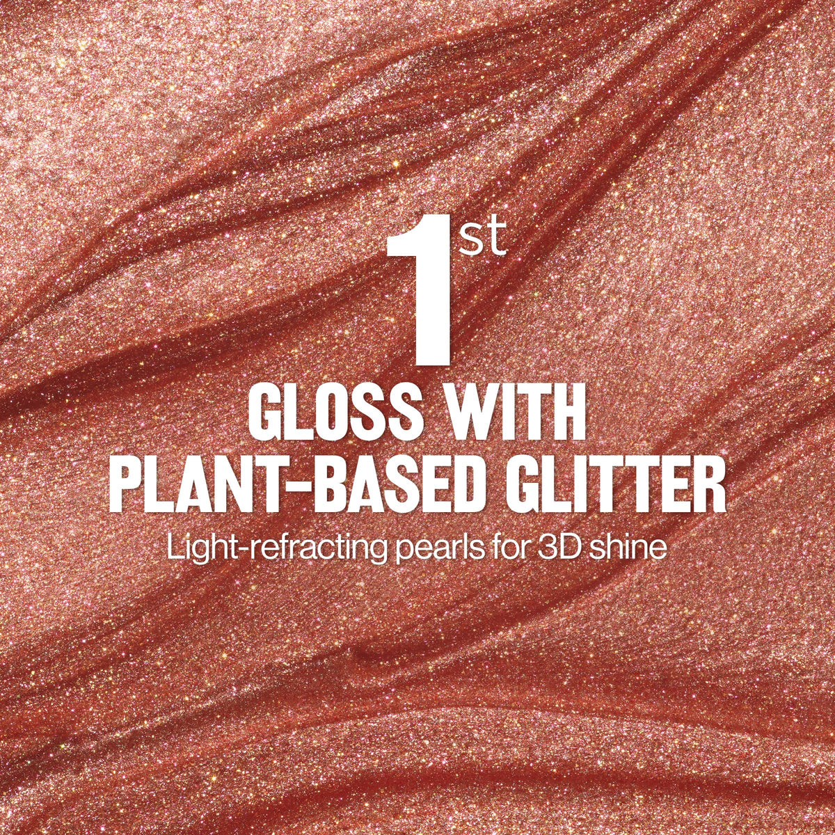 REVLON Glazed Almond lip swatch showing warm coppery-pink shimmer