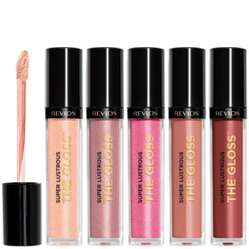 Revlon front packaging showing five glosses and gift-ready presentation, vibrant appeal