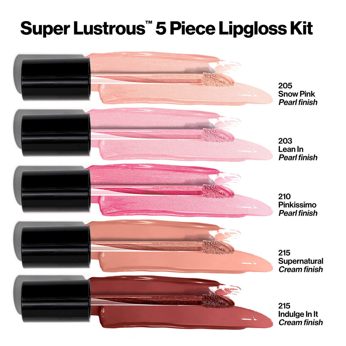 Revlon swatches on arm displaying five shades and finish variety for color choice