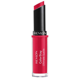 REVLON lipstick applied on lips in lifestyle shot demonstrating longwear color and polished look