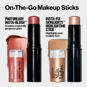 Revlon Insta-Blush in a bag lifestyle image conveying portable touch-up benefit